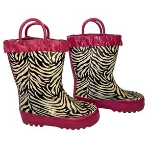 Capelli Kids Zebra Striped Rain Boots Size 8/9T Girls’